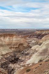 Fototapeta na wymiar Looking out over colourful rocks in The Painted Desert, Arizona