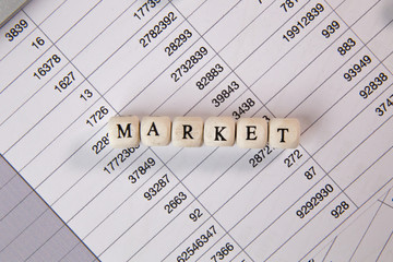 The market word on wood cube business content image.