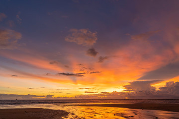 Naklejka na ściany i meble Beautiful sunset in Phuket sea southern of Thailand