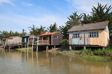 Fototapeta na wymiar Landscape with Oyster cabines