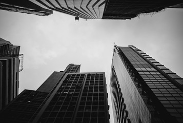 Fototapeta premium Modern Office Buildings in Hong Kong, Black and White color