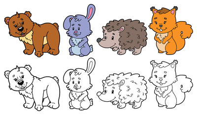 Obraz premium Vector illustration coloring page of cartoon character for children education, coloring and scrap book