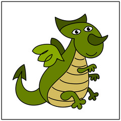Funny dragon in cartoon style isolated on white background.