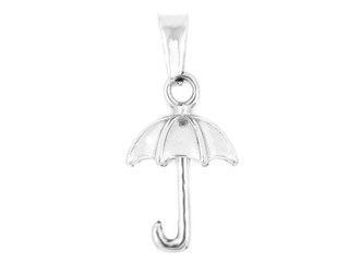 Jewelry pendant Umbrella. Stainless steel. White background