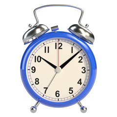 Alarm clock on white background. 3D rendering