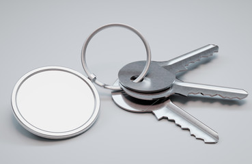keys on keyring isolated on white background