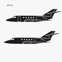 Private jet vector icon. Business jet illustration flat design.