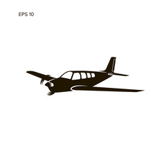 Small plane vector illustration. Single engine propelled passenger aircraft.
