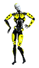3D Rendering Male Robot on White