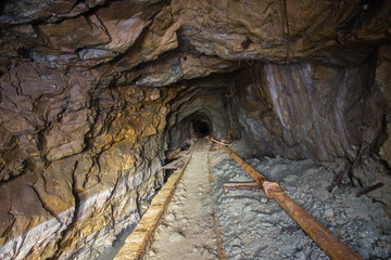 Undeground gold mine tunnel drift