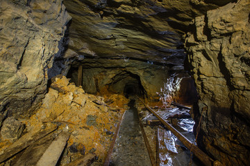 Undeground gold mine tunnel drift