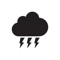 A  cloud and a lightning vector icon . An illustration of the wheather. A symbol of a storm .