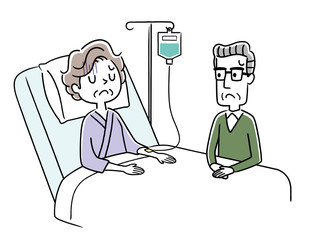 闘病している妻と心配する夫