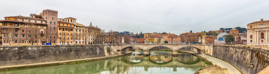 Naklejka na ściany i meble Vittorio Emanuele famous bridge in Rome, Italy