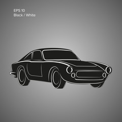 Vintage sport car vector illustration icon. European classic automobile
