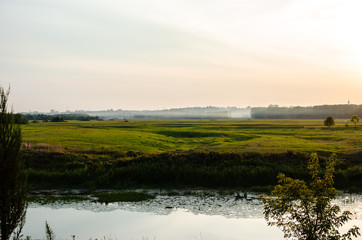 sunset over the lake