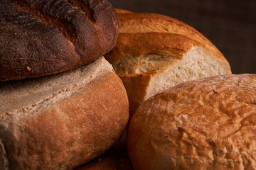 fresh breads, concept of home food close up on table