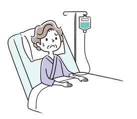 入院しているシニア女性