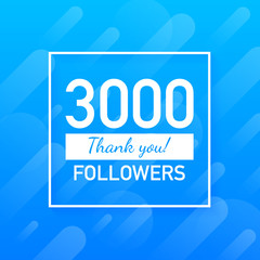 3000 followers, Thank You, social sites post. Thank you followers congratulation card. Vector illustration.