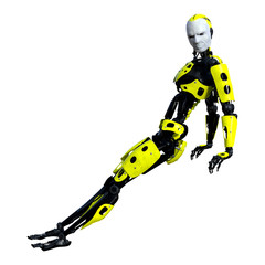 3D Rendering Male Robot on White