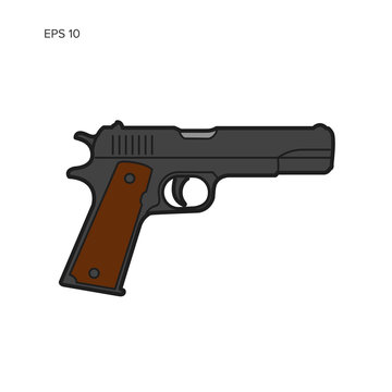 Classic 9mm pistol vector illustration. Legendary armament.
