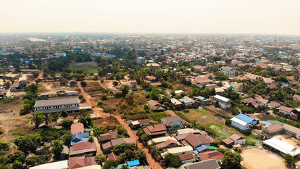 SIEM REAP, CAMBODIA. 2019 Mar 21st. Aerial View of Siem Reap Town.