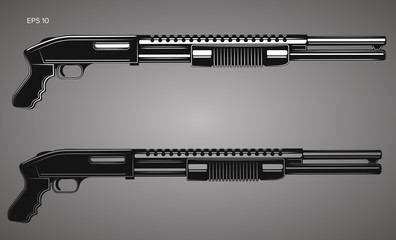 Pump action shotgun vector illustration