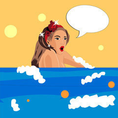 Girl bathing in the bathroom