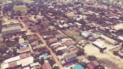 SIEM REAP, CAMBODIA. 2019 Mar 21st. Aerial View of Siem Reap Town.