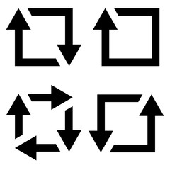 set icon repost recycling vector contours of a square with an arrow sign symbol repost resend, recycling