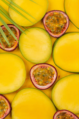 tropical fruit. slices Minimal fruit concept. Healthy food