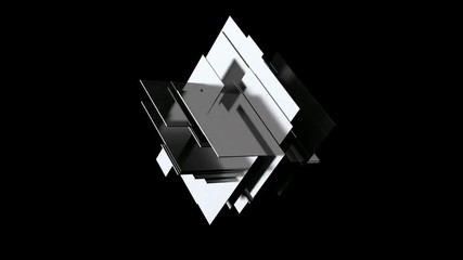 3D animation of the appearance of many planes changing their shape, moving and rotating. Alpha channel available