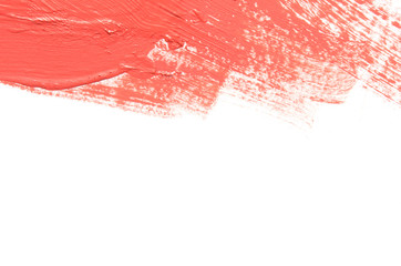 Paint texture on paper living coral. Banner with color of the year 2019 - Living Coral. Place for text. Image