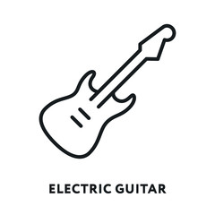 Electric Rock Guitar Bass. Vector Flat Line Icon Icon. Cute Small Pictogram.