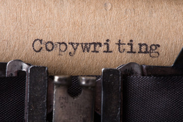 Part of typing machine with typed copywriting word