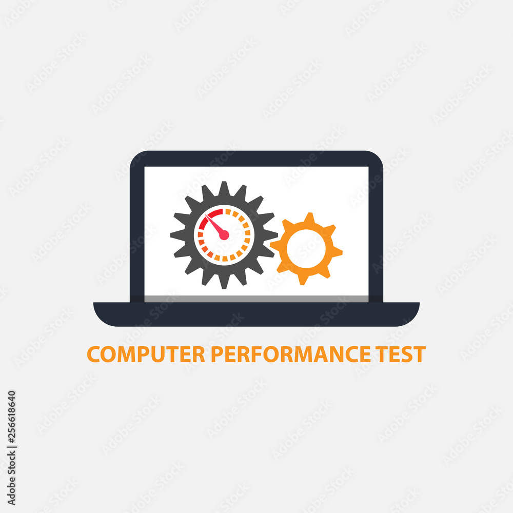 Poster flat design computer performance test vector illustration