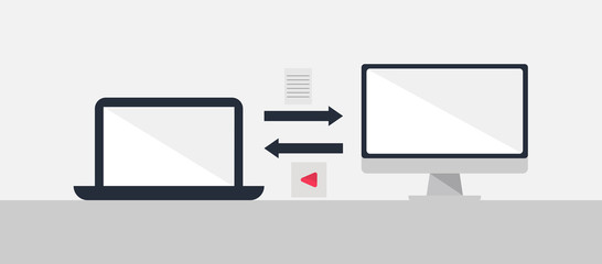Computer data sharing vector illustration flat design
