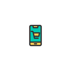 Mobile Shopping icon design. e-commerce icon vector design