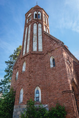 Evangelical church in Stezyca, small town in Kashubia region, Pomeranian Voivodeship in Poland