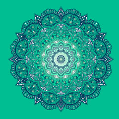 Mandala - bright circular pattern, floral motifs. The perfect color combination for the bedroom. National patterns, harmonious design
