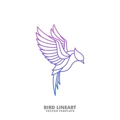 Bird Line art Mono illustration vector Design template