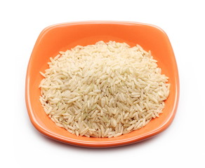 Integral long rice in bowl isolated on white background