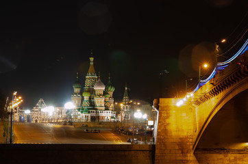 Fototapeta na wymiar night view of kremlin in moscow russia