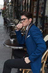 Fashion portrait of young handsome man.