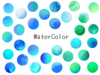 水彩のアイコンセット/青