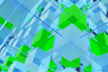 Block chain concept - digital code chain. 3d rendering