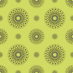 Seamless mandala pattern in cool shades on light green background. Asian style. Backdrop for manufacturing,textile or book covers, clothes,wallpapers, print, gift wrap, scrapbooking.Vector