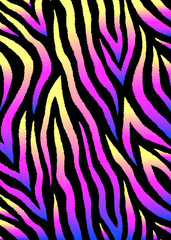 Abstract vector background with colorful zebra print. Holographic shiny gradient.