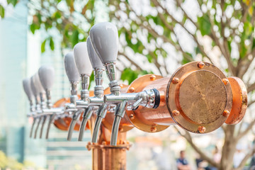 Beer dispensers in garden