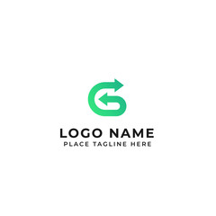 G letter logo design line with in out arrow vector icon illustration